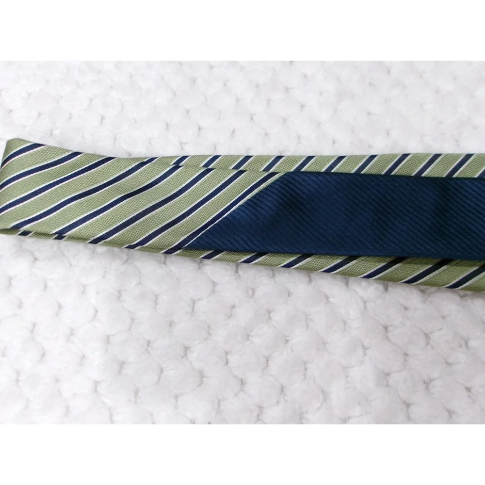 Tommy Hilfiger Mens 3.5x58 Necktie Green Blue Striped Silk Classic Business Tie
